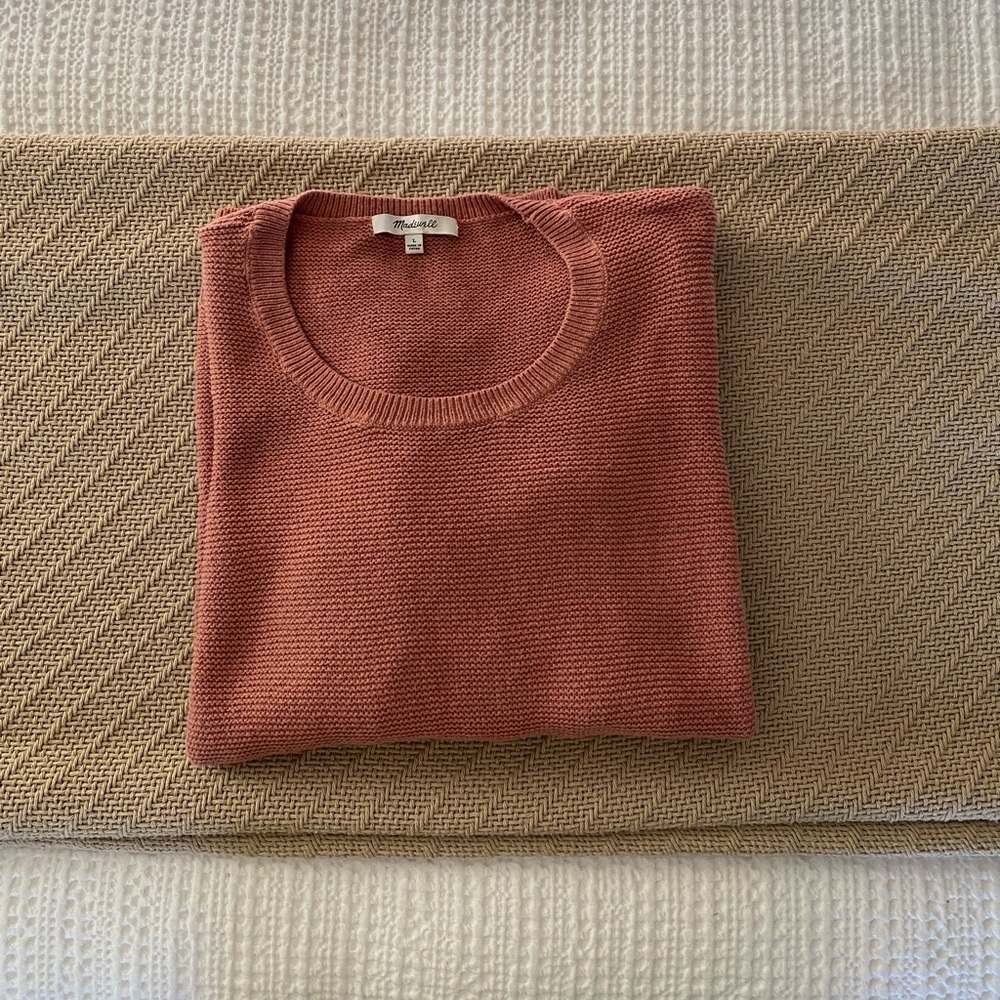 Madewell rust, dusty rose colored sweater, size large.